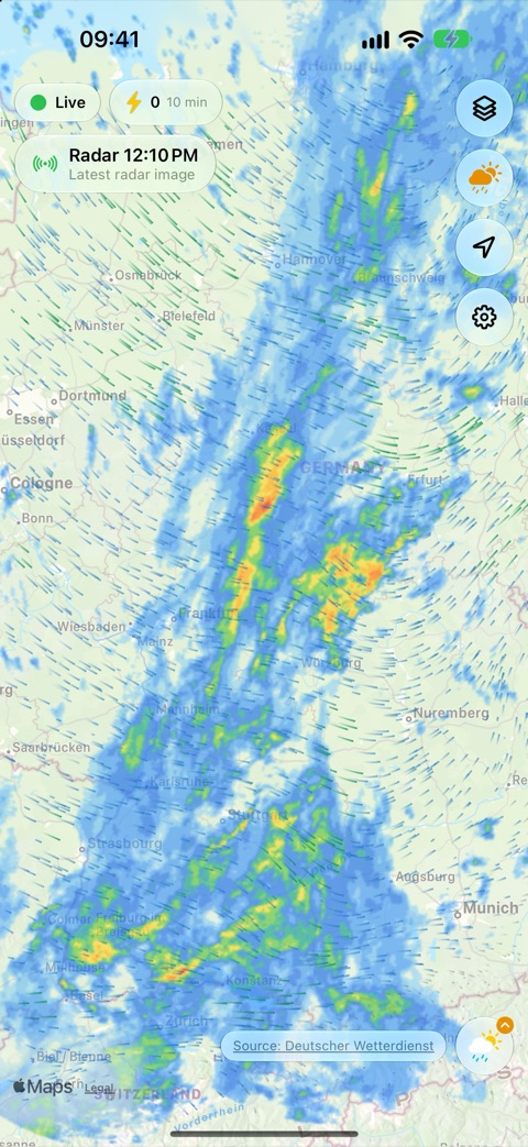 Radar with animated wind